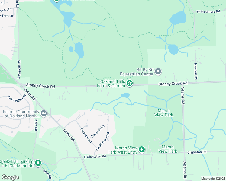 map of restaurants, bars, coffee shops, grocery stores, and more near 3543 Stoney Creek Road in Oakland County