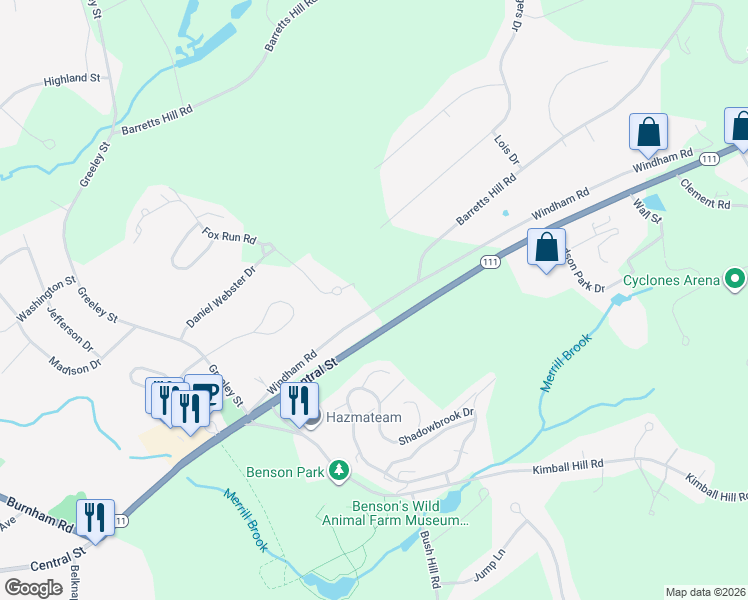 map of restaurants, bars, coffee shops, grocery stores, and more near 28 Windham Road in Hudson