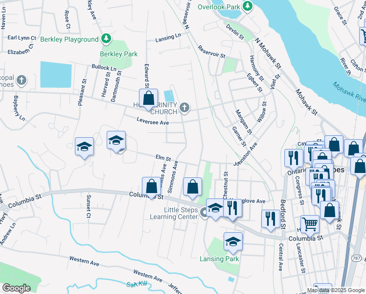 map of restaurants, bars, coffee shops, grocery stores, and more near 12 Simmons Avenue in Cohoes