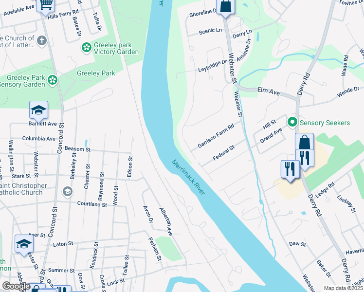 map of restaurants, bars, coffee shops, grocery stores, and more near 54 Campbello Street in Hudson