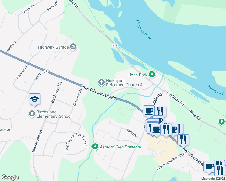 map of restaurants, bars, coffee shops, grocery stores, and more near 1015 Niskayuna Road in Schenectady County