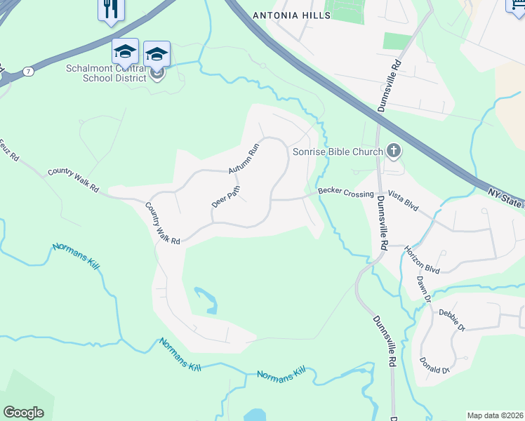 map of restaurants, bars, coffee shops, grocery stores, and more near 152 Country Walk Road in Schenectady