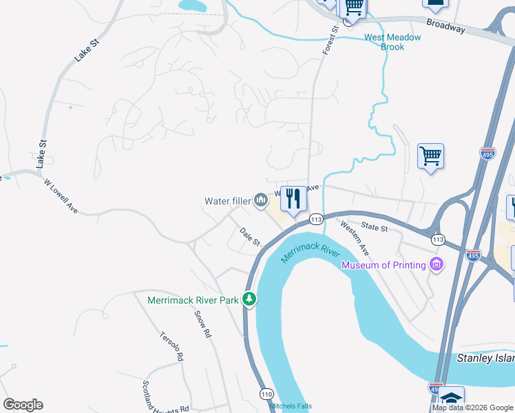 map of restaurants, bars, coffee shops, grocery stores, and more near 44 Hatch Street in Haverhill