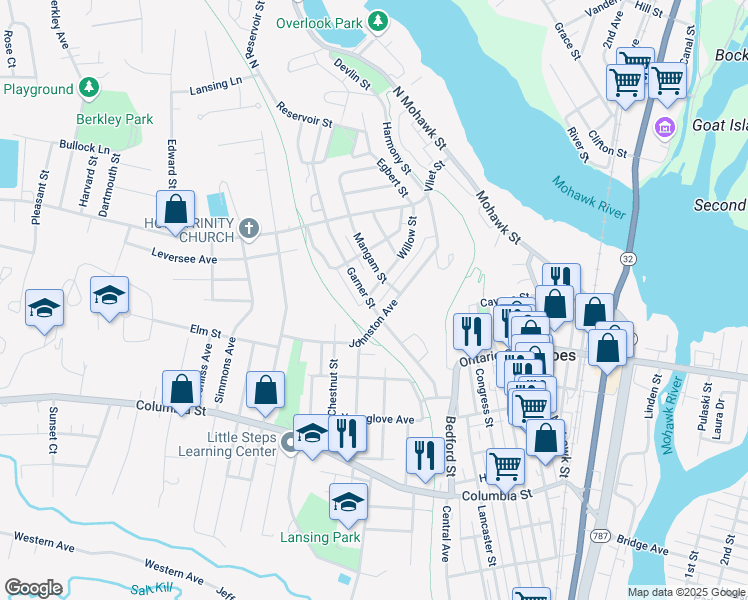 map of restaurants, bars, coffee shops, grocery stores, and more near in Cohoes