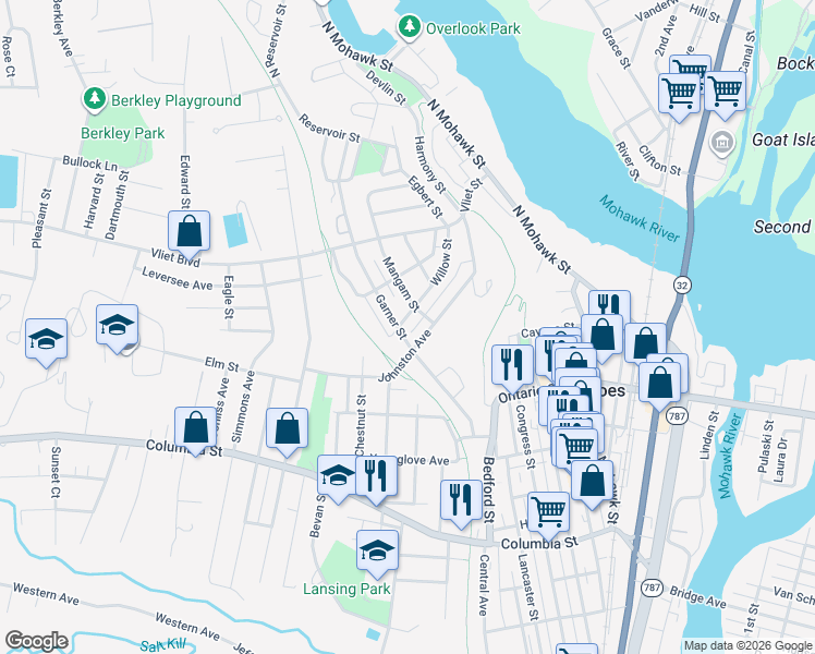 map of restaurants, bars, coffee shops, grocery stores, and more near in Cohoes