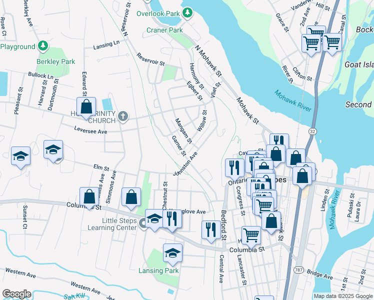 map of restaurants, bars, coffee shops, grocery stores, and more near in Cohoes
