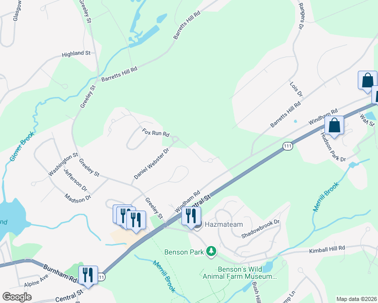 map of restaurants, bars, coffee shops, grocery stores, and more near 23 Frenette Drive in Hudson