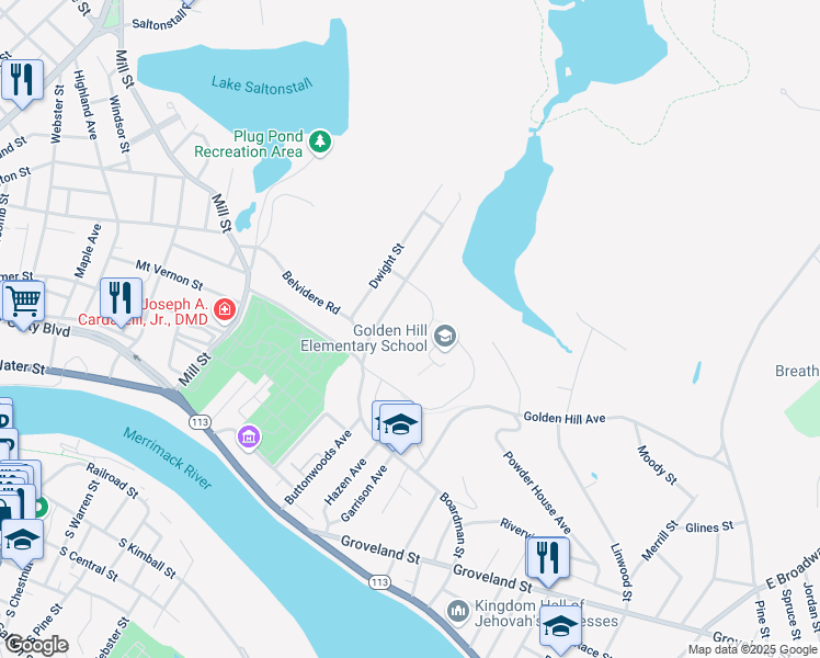 map of restaurants, bars, coffee shops, grocery stores, and more near 26 Mears Farm Road in Haverhill
