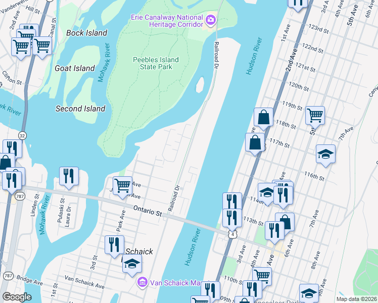 map of restaurants, bars, coffee shops, grocery stores, and more near 26 Waters View Circle in Cohoes