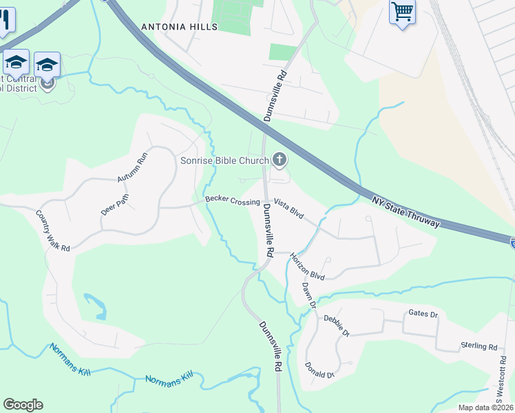 map of restaurants, bars, coffee shops, grocery stores, and more near 1039 Dunnsville Road in Schenectady