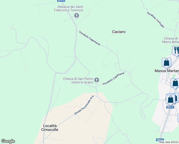 map of restaurants, bars, coffee shops, grocery stores, and more near Vocabolo Capertame in Perugia