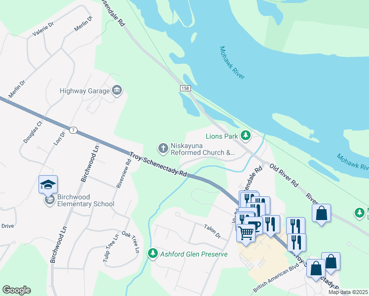 map of restaurants, bars, coffee shops, grocery stores, and more near 1015 Niskayuna Road in Schenectady County