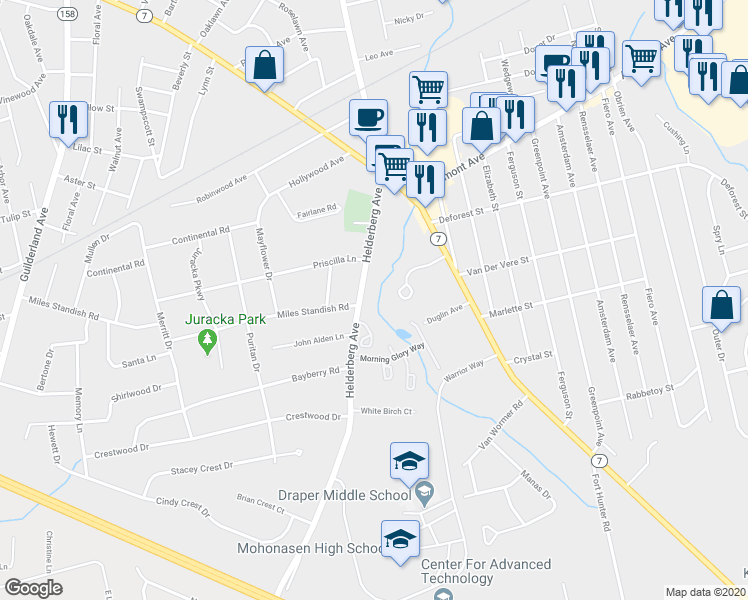 map of restaurants, bars, coffee shops, grocery stores, and more near 1988 Helderberg Avenue in Rotterdam