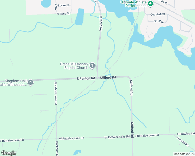 map of restaurants, bars, coffee shops, grocery stores, and more near 5160 South Fenton Road in Holly