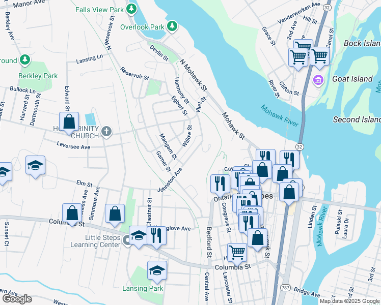 map of restaurants, bars, coffee shops, grocery stores, and more near 17 Johnston Avenue in Cohoes