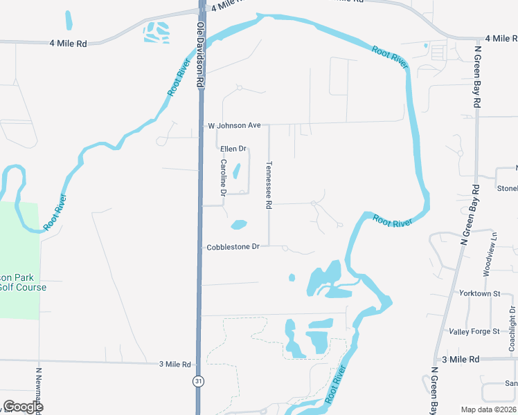 map of restaurants, bars, coffee shops, grocery stores, and more near 4440 Tennessee Road in Racine