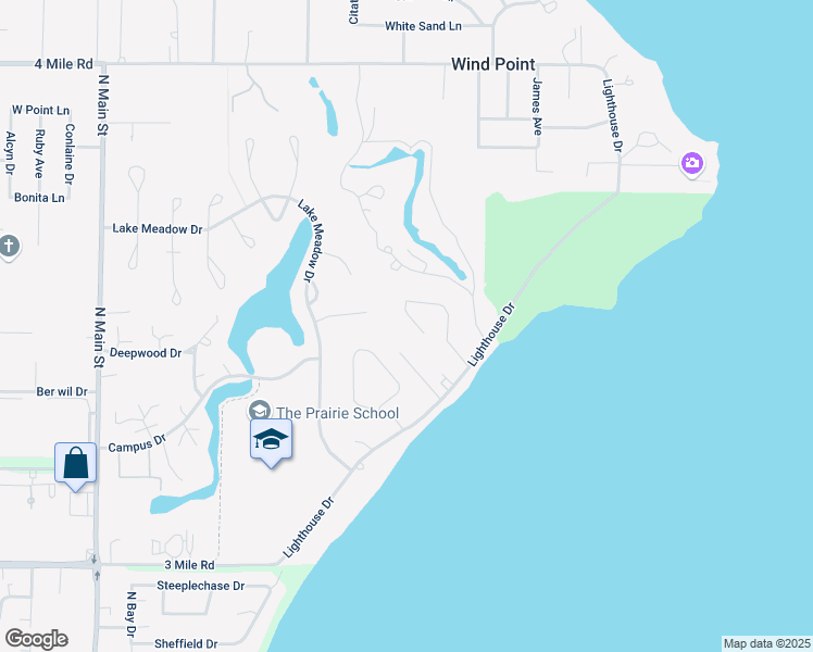 map of restaurants, bars, coffee shops, grocery stores, and more near 139 Tera Lee Court in Wind Point