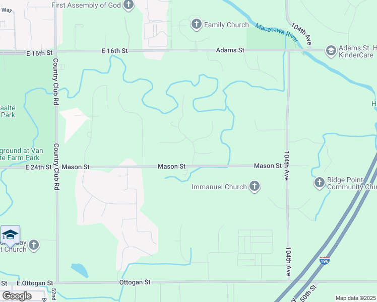 map of restaurants, bars, coffee shops, grocery stores, and more near 453 Northridge Drive in Holland
