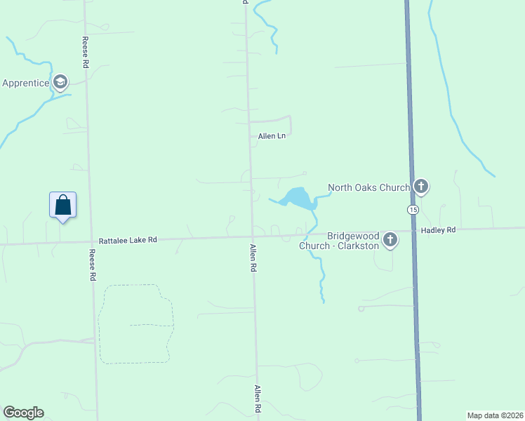 map of restaurants, bars, coffee shops, grocery stores, and more near 9578 Allen Road in Clarkston