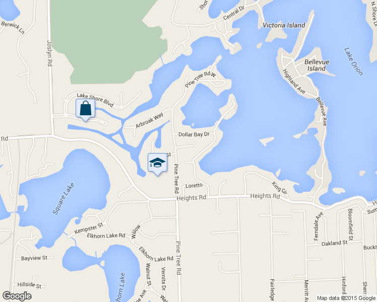 map of restaurants, bars, coffee shops, grocery stores, and more near 975 Leidich Street in Orion charter Township