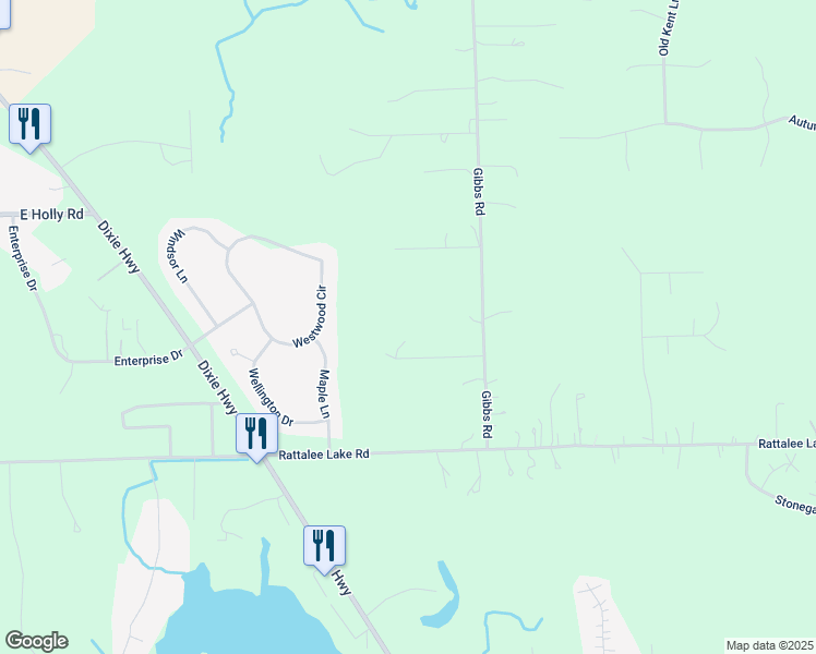 map of restaurants, bars, coffee shops, grocery stores, and more near 9980 Pony Lane in Clarkston