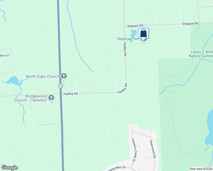 map of restaurants, bars, coffee shops, grocery stores, and more near 9669 Hadley Road in Clarkston