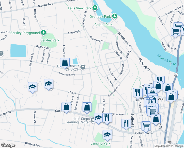 map of restaurants, bars, coffee shops, grocery stores, and more near 9 Surprenant Way in Cohoes