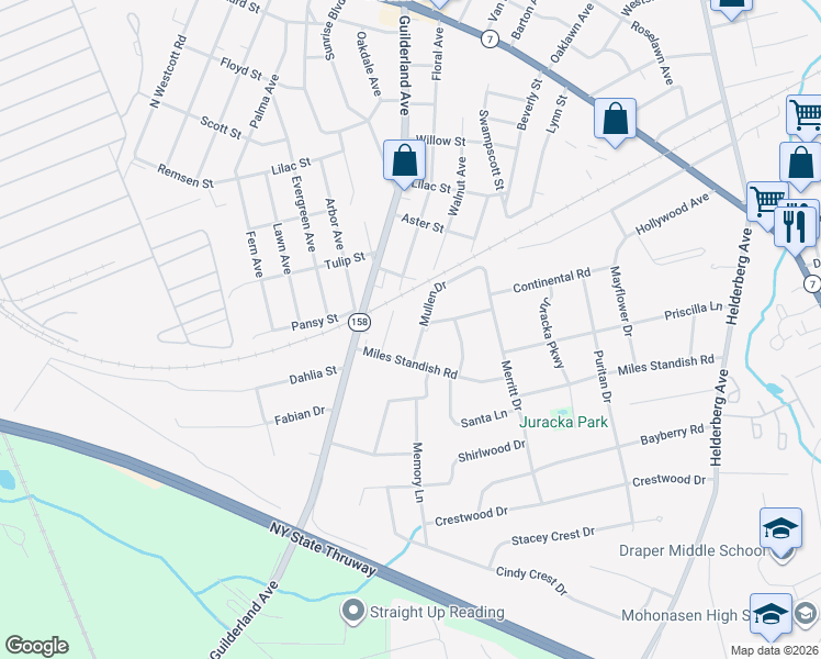 map of restaurants, bars, coffee shops, grocery stores, and more near 3 Mullen Drive in Rotterdam