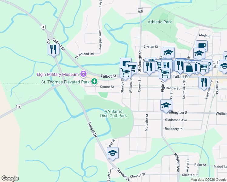 map of restaurants, bars, coffee shops, grocery stores, and more near in St. Thomas