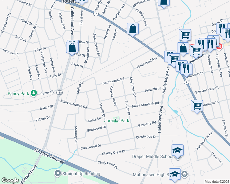 map of restaurants, bars, coffee shops, grocery stores, and more near 17 Juracka Parkway in Rotterdam