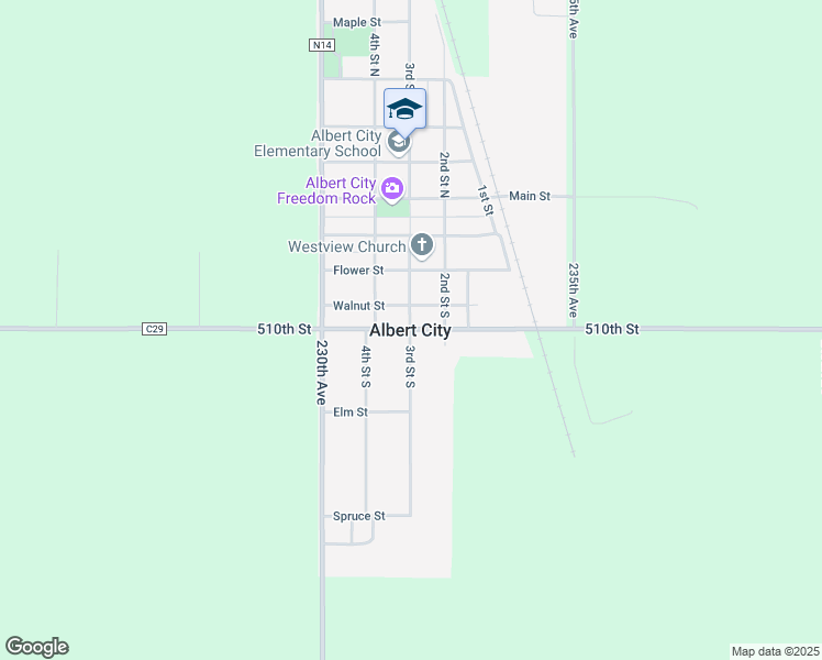 map of restaurants, bars, coffee shops, grocery stores, and more near in Albert City