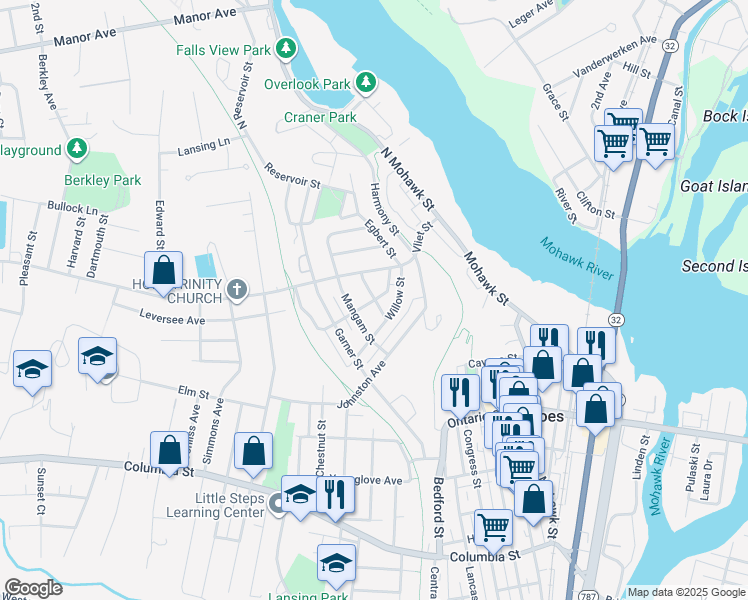 map of restaurants, bars, coffee shops, grocery stores, and more near 34 Vliet Street in Cohoes