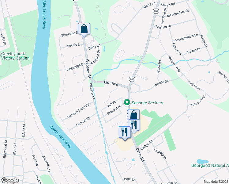 map of restaurants, bars, coffee shops, grocery stores, and more near 405 Elmwood Drive in Hudson