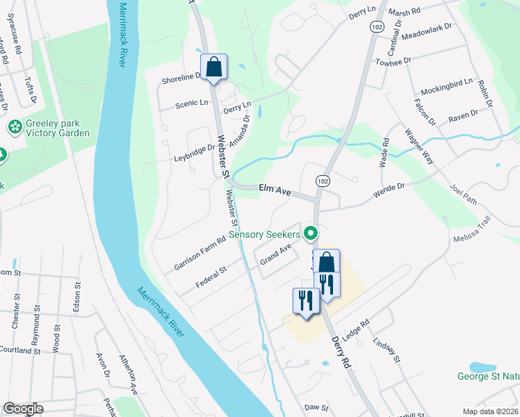 map of restaurants, bars, coffee shops, grocery stores, and more near 101 Elmwood Drive in Hudson