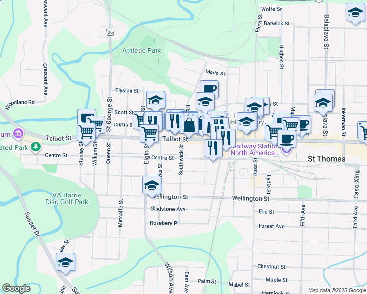 map of restaurants, bars, coffee shops, grocery stores, and more near 15 Southwick Street in St. Thomas
