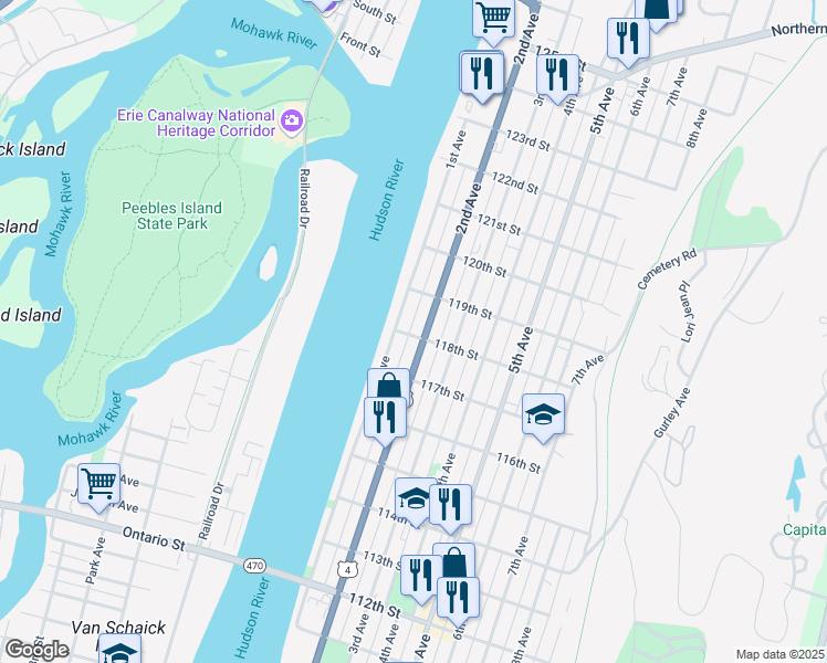 map of restaurants, bars, coffee shops, grocery stores, and more near in Troy