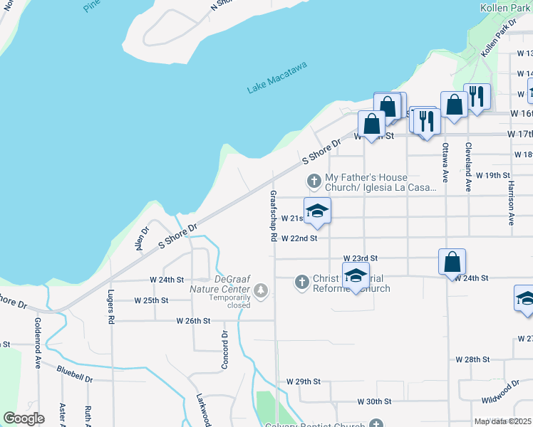 map of restaurants, bars, coffee shops, grocery stores, and more near 498 Graafschap Road in Holland