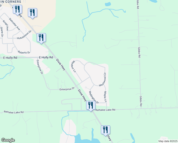 map of restaurants, bars, coffee shops, grocery stores, and more near 9897 Westwood Cir in Clarkston