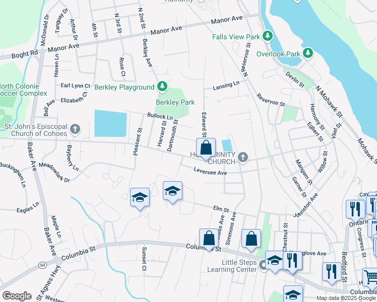 map of restaurants, bars, coffee shops, grocery stores, and more near 227 Vliet Boulevard in Cohoes