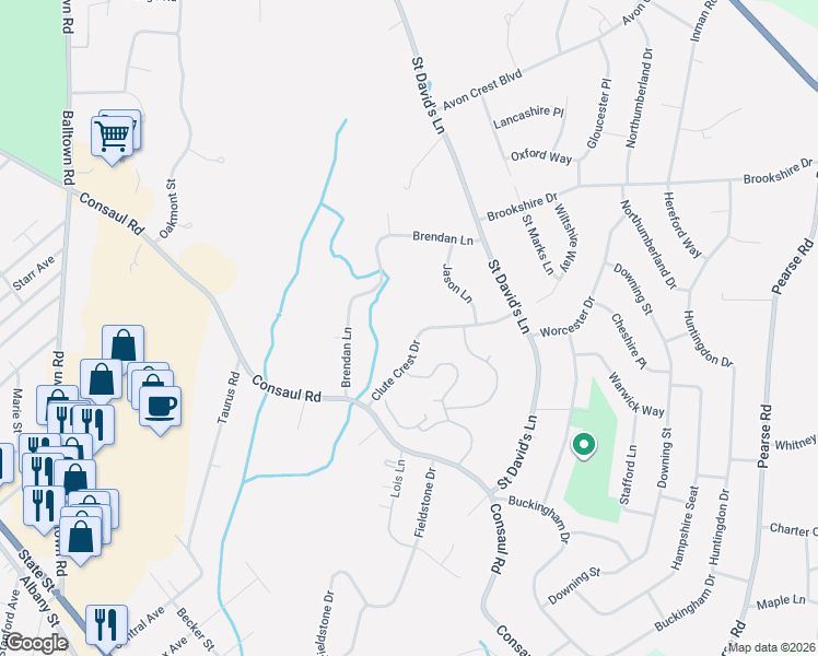 map of restaurants, bars, coffee shops, grocery stores, and more near 1131 Clute Crest Drive in Schenectady County