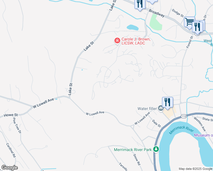 map of restaurants, bars, coffee shops, grocery stores, and more near 2 Danforth Court in Haverhill