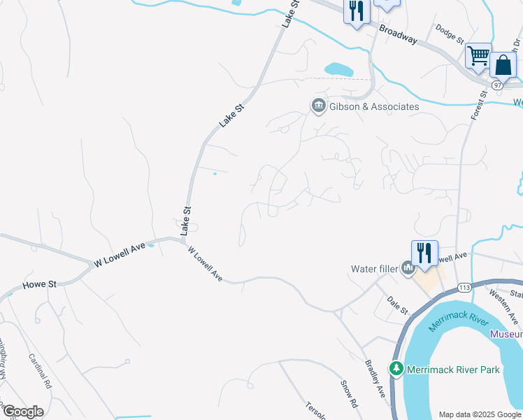 map of restaurants, bars, coffee shops, grocery stores, and more near 2 Danforth Court in Haverhill