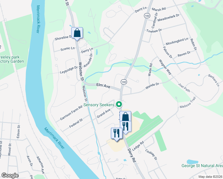 map of restaurants, bars, coffee shops, grocery stores, and more near 202 Elmwood Drive in Hudson