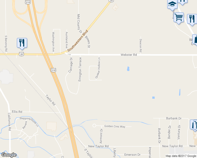 map of restaurants, bars, coffee shops, grocery stores, and more near 6047-5 Webster Road in Orchard Park