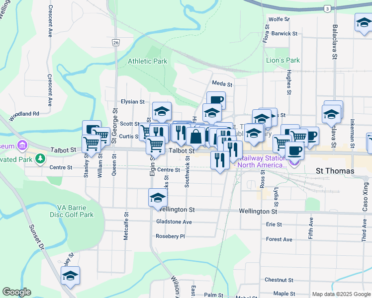map of restaurants, bars, coffee shops, grocery stores, and more near 15 Southwick Street in St. Thomas