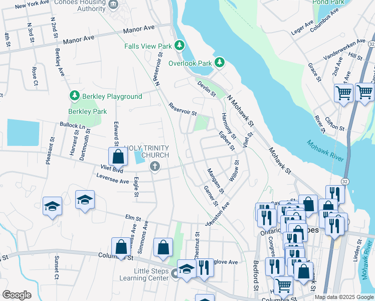 map of restaurants, bars, coffee shops, grocery stores, and more near in Cohoes