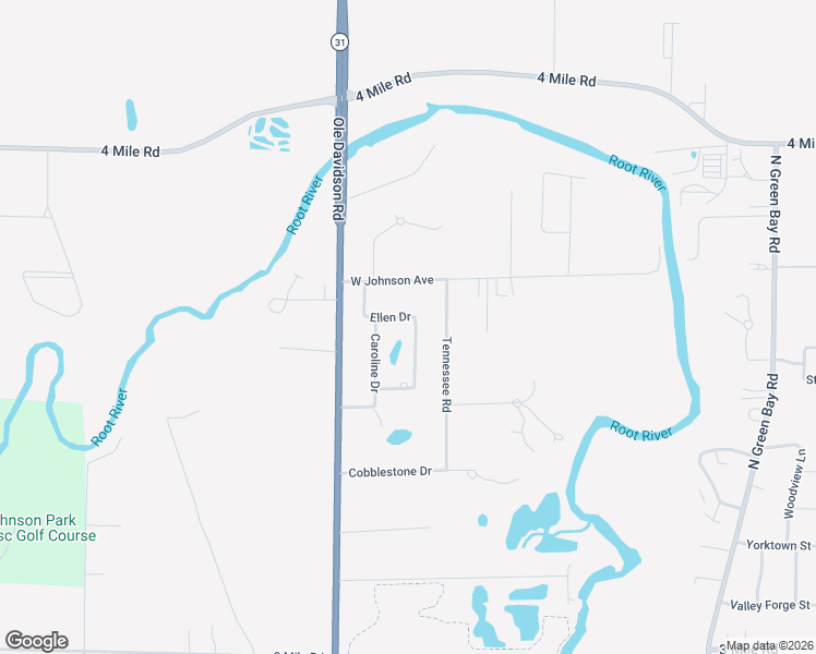 map of restaurants, bars, coffee shops, grocery stores, and more near 4510 Ellen Drive in Racine