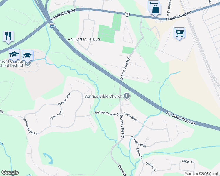 map of restaurants, bars, coffee shops, grocery stores, and more near 237 Conqua Lane in Schenectady