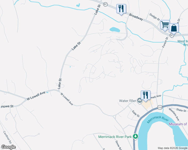map of restaurants, bars, coffee shops, grocery stores, and more near 52 Clement Court in Haverhill