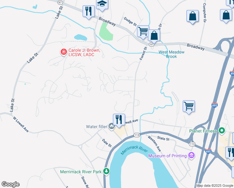 map of restaurants, bars, coffee shops, grocery stores, and more near 169 Morgan Drive in Haverhill